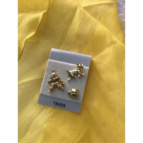 Vintage Lapel Pins Trio Set Scottie Dog, Lady Bug, Lamb Gold - Picture 6 of 12